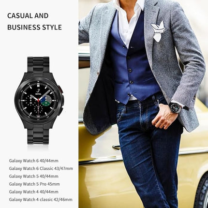 Three Bead Stainless Steel Metal Watch Band, For Samsung Galaxy Watch 6 / 5 / 4 - DealBuddy