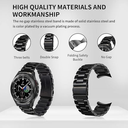 Three Bead Stainless Steel Metal Watch Band, For Samsung Galaxy Watch 6 / 5 / 4 - DealBuddy