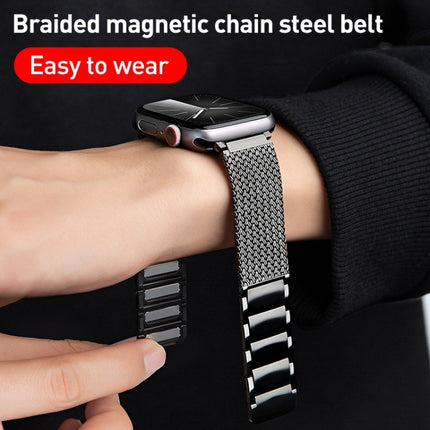 Magnetic Clasp Braided Chain Stainless Steel Watch Band, For Apple Watch 42mm, For Apple Watch 38mm - DealBuddy