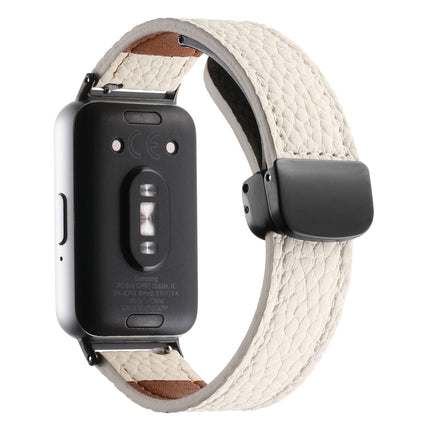 Litchi Texture Magnetic Black Buckle Leather Watch Band