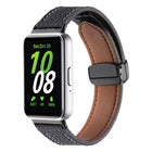 Litchi Texture Magnetic Black Buckle Leather Watch Band