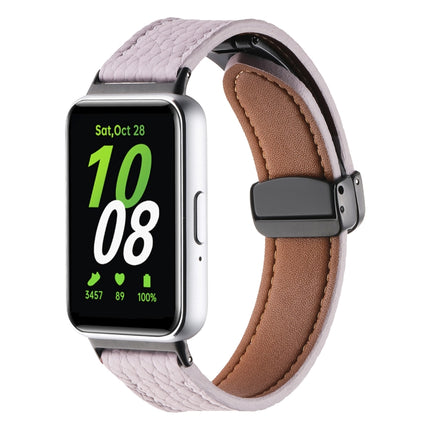 Litchi Texture Magnetic Black Buckle Leather Watch Band, For Samsung Galaxy Fit 3 - DealBuddy