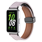 Litchi Texture Magnetic Black Buckle Leather Watch Band, For Samsung Galaxy Fit 3 - DealBuddy