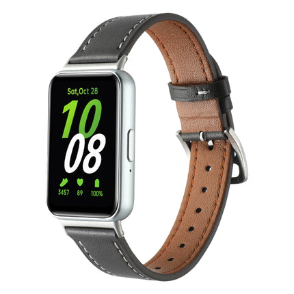 Sewing Thread Genuine Leather Watch Band, For Samsung Galaxy Fit 3 - DealBuddy