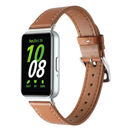 Sewing Thread Genuine Leather Watch Band, For Samsung Galaxy Fit 3 - DealBuddy