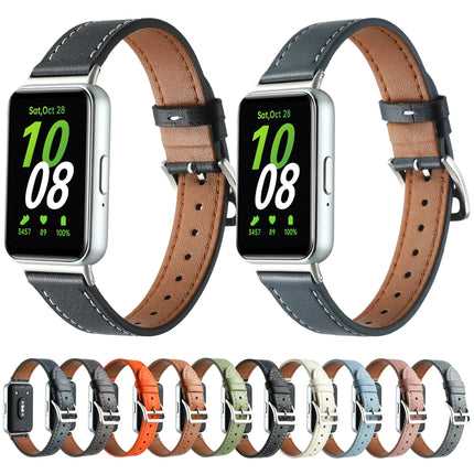 Sewing Thread Genuine Leather Watch Band, For Samsung Galaxy Fit 3 - DealBuddy