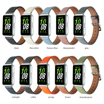 Sewing Thread Genuine Leather Watch Band, For Samsung Galaxy Fit 3 - DealBuddy