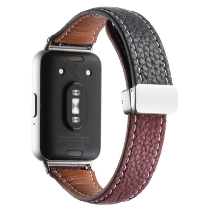 Litchi Texture Magnetic Buckle Slim Leather Watch Band