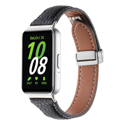 Litchi Texture Magnetic Buckle Slim Leather Watch Band, For Samsung Galaxy Fit 3 - DealBuddy