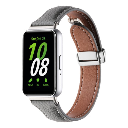 Litchi Texture Magnetic Buckle Slim Leather Watch Band, For Samsung Galaxy Fit 3 - DealBuddy