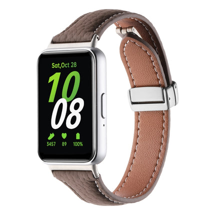 Litchi Texture Magnetic Buckle Slim Leather Watch Band, For Samsung Galaxy Fit 3 - DealBuddy