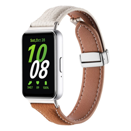 Litchi Texture Magnetic Buckle Slim Leather Watch Band, For Samsung Galaxy Fit 3 - DealBuddy