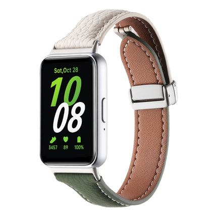 Litchi Texture Magnetic Buckle Slim Leather Watch Band
