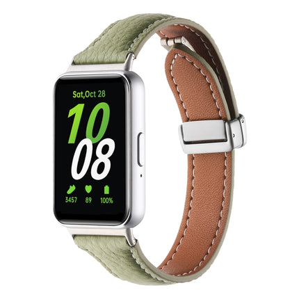 Litchi Texture Magnetic Buckle Slim Leather Watch Band, For Samsung Galaxy Fit 3 - DealBuddy