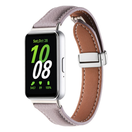Litchi Texture Magnetic Buckle Slim Leather Watch Band