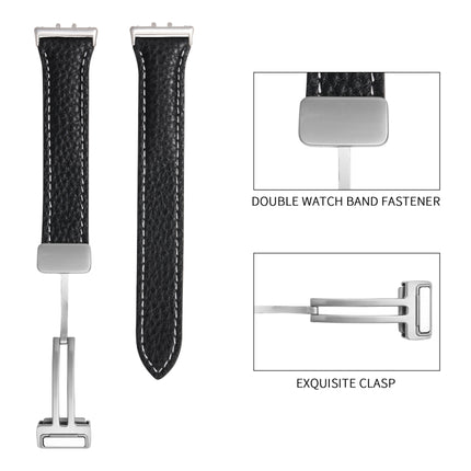 Litchi Texture Magnetic Buckle Slim Leather Watch Band