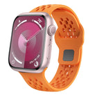 Oval Holes Fluororubber Watch Band, For Apple Watch Series 6 44mm, For Apple Watch Series 5 44mm, For Apple Watch Series 4 44mm, For Apple Watch Series 3 42mm, For Apple Watch Series 2 42mm, For Apple Watch 42mm - DealBuddy