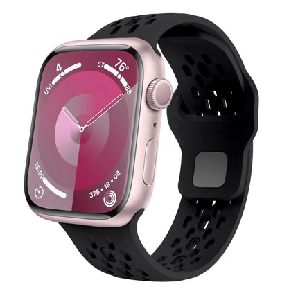 Oval Holes Fluororubber Watch Band, For Apple Watch Series 6 44mm, For Apple Watch Series 5 44mm, For Apple Watch Series 4 44mm, For Apple Watch Series 3 42mm, For Apple Watch Series 2 42mm, For Apple Watch 42mm - DealBuddy
