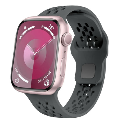 Oval Holes Fluororubber Watch Band, For Apple Watch Series 6 44mm, For Apple Watch Series 5 44mm, For Apple Watch Series 4 44mm, For Apple Watch Series 3 42mm, For Apple Watch Series 2 42mm, For Apple Watch 42mm - DealBuddy