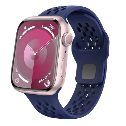 Oval Holes Fluororubber Watch Band, For Apple Watch Series 6 44mm, For Apple Watch Series 5 44mm, For Apple Watch Series 4 44mm, For Apple Watch Series 3 42mm, For Apple Watch Series 2 42mm, For Apple Watch 42mm - DealBuddy
