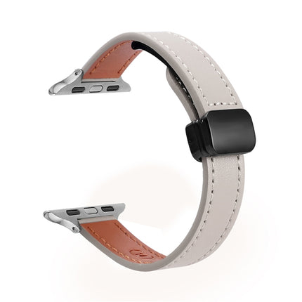 Slim Magnetic Buckle Genuine Leather Watch Band, For Apple Watch SE 2023 44mm