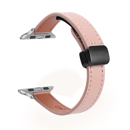 Slim Magnetic Buckle Genuine Leather Watch Band, For Apple Watch SE 2023 40mm