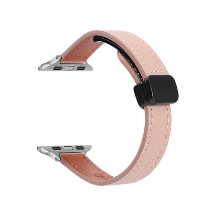 Slim Magnetic Buckle Genuine Leather Watch Band, For Apple Watch SE 2023 40mm