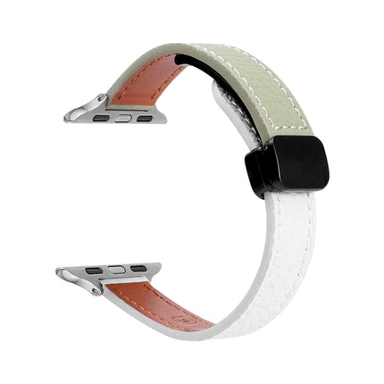Slim Magnetic Buckle Genuine Leather Watch Band, For Apple Watch Ultra 2 49mm
