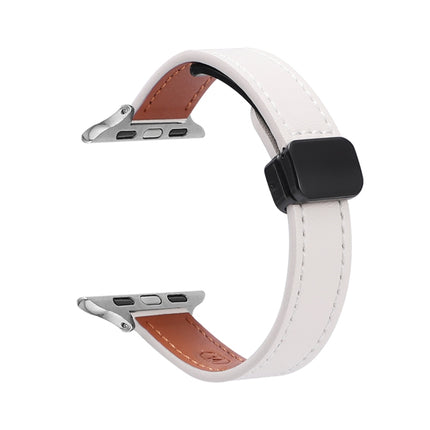 Slim Magnetic Buckle Genuine Leather Watch Band, For Apple Watch Series 9 45mm