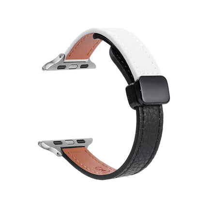 Slim Magnetic Buckle Genuine Leather Watch Band, For Apple Watch Series 9 45mm