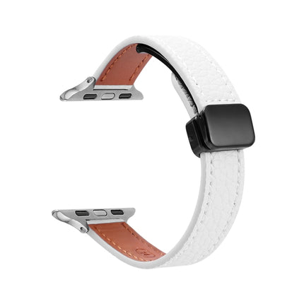 Slim Magnetic Buckle Genuine Leather Watch Band, For Apple Watch Series 9 41mm