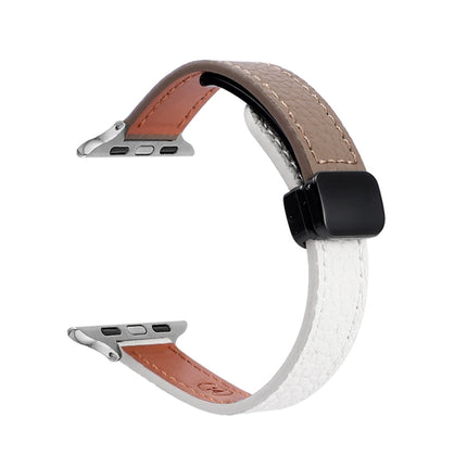 Slim Magnetic Buckle Genuine Leather Watch Band, For Apple Watch Series 9 41mm