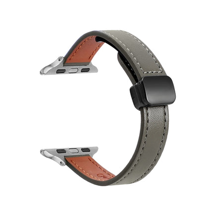 Slim Magnetic Buckle Genuine Leather Watch Band, For Apple Watch Ultra 49mm