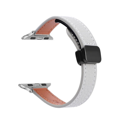 Slim Magnetic Buckle Genuine Leather Watch Band, For Apple Watch Ultra 49mm