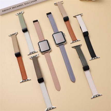 Slim Magnetic Buckle Genuine Leather Watch Band, For Apple Watch SE 2023 44mm