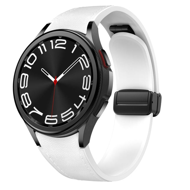 Magnetic Black Buckle Leather Silicone Watch Band
