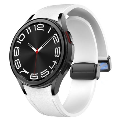 Magnetic Black Buckle Leather Silicone Watch Band, For Samsung Galaxy Watch 6 - DealBuddy