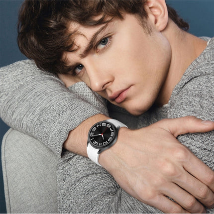 Magnetic Black Buckle Leather Silicone Watch Band, For Samsung Galaxy Watch 6 - DealBuddy