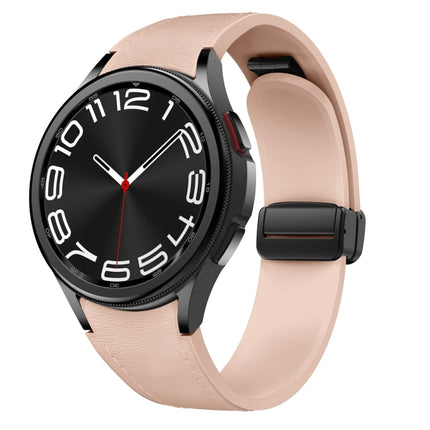 Magnetic Black Buckle Leather Silicone Watch Band