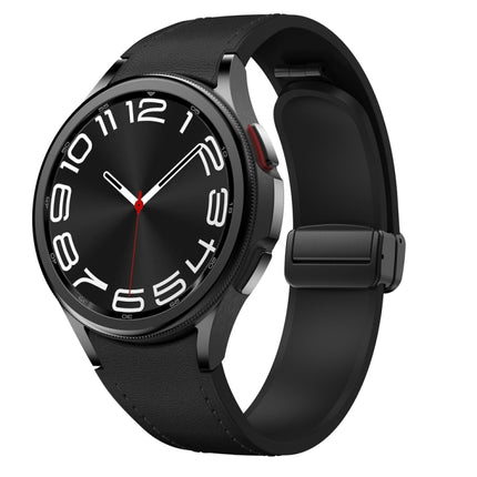 Magnetic Black Buckle Leather Silicone Watch Band, For Samsung Galaxy Watch 6 - DealBuddy