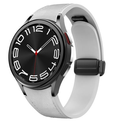 Magnetic Black Buckle Leather Silicone Watch Band, For Samsung Galaxy Watch 6 - DealBuddy