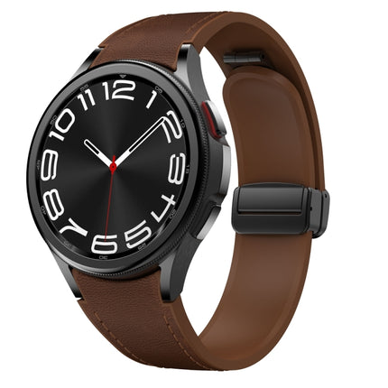 Magnetic Black Buckle Leather Silicone Watch Band, For Samsung Galaxy Watch 6 - DealBuddy