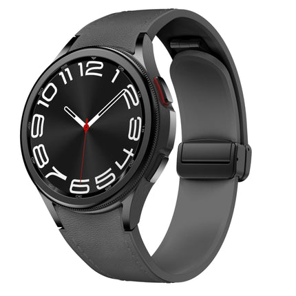 Magnetic Black Buckle Leather Silicone Watch Band