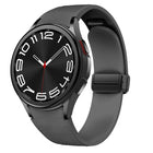 Magnetic Black Buckle Leather Silicone Watch Band, For Samsung Galaxy Watch 6 - DealBuddy