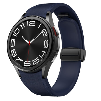Magnetic Black Buckle Leather Silicone Watch Band