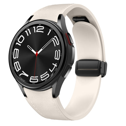 Magnetic Black Buckle Leather Silicone Watch Band, For Samsung Galaxy Watch 6 - DealBuddy
