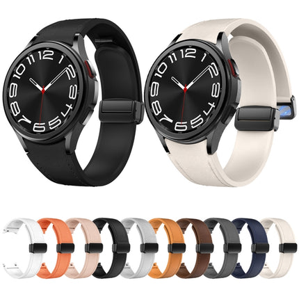 Magnetic Black Buckle Leather Silicone Watch Band, For Samsung Galaxy Watch 6 - DealBuddy