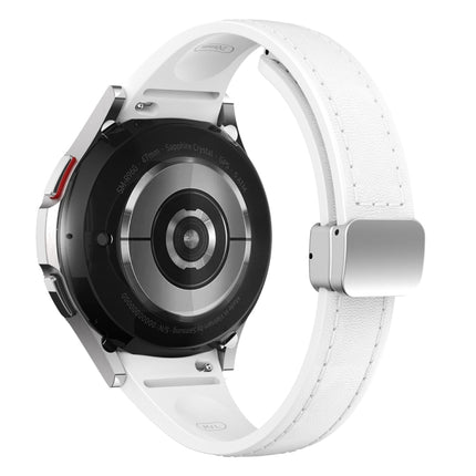 Slim Magnetic Silver Buckle Leather Silicone Watch Band