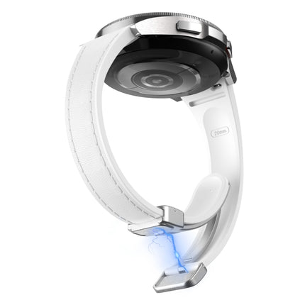 Slim Magnetic Silver Buckle Leather Silicone Watch Band, For Samsung Galaxy Watch 6 - DealBuddy
