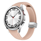 Slim Magnetic Silver Buckle Leather Silicone Watch Band